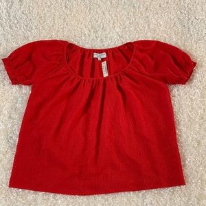 Madewell puffy sleeve red top size XS